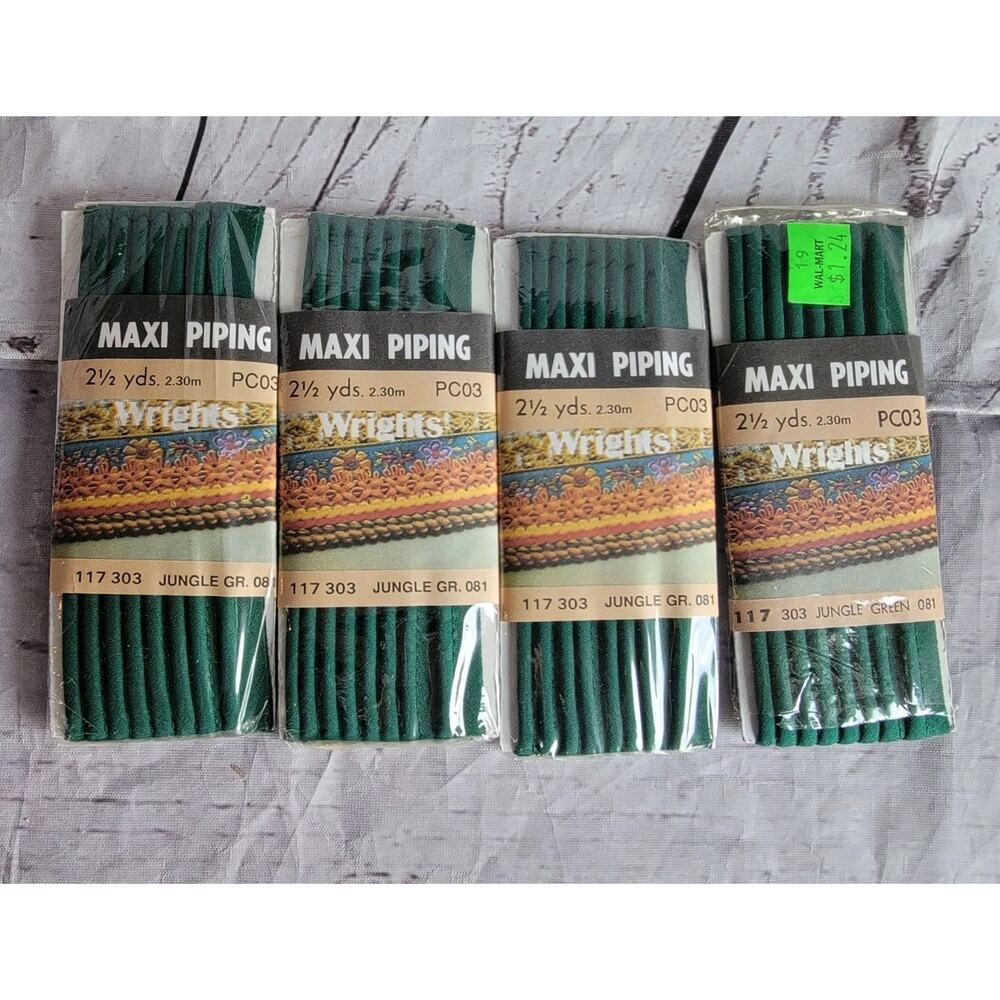 4 Vintage 2.5 yards Jungle Green Corded Piping 1/2" wide Wright's MAXI PIPING